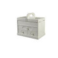 DS  Retro Multi-functional White Painted Wood Ring Box  Display Organizer Wooden Jewelry Box